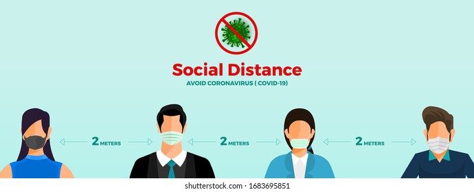 Social distancing concept for Coronavirus COVID-19, Illustration . Vector illustration.