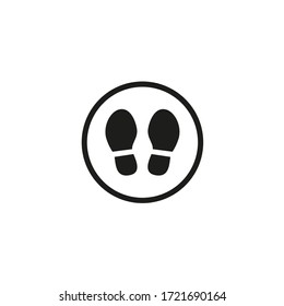 Social Distancing Concept. Coronavirus Outbreak Spreading Illustration. Vector Of Footprint Signs For Icon Keep Your Distance, Print Floor. Protection From Covid Icon Stay Here.