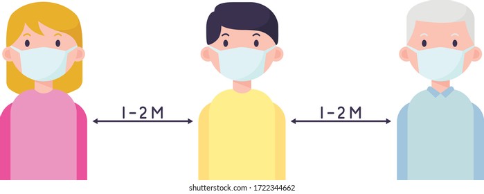 Social distancing concept flat design