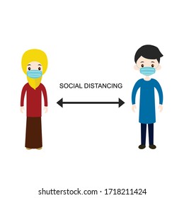 Konzept der sozialen Distanzierung von Flat People zur Virentransmissionsverhütung