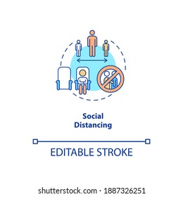 Social distancing concept icon. New public rule idea thin line illustration. Quarantine. Isolation. Preventing virus transmission. Vector isolated outline RGB color drawing. Editable stroke