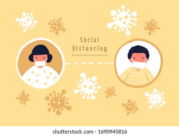 Social distancing concept. Keep distance in public society people to protect from COVID-19 coronavirus outbreak spreading.