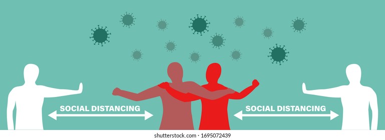 Social distancing concept, keep distance from infected person, Coronavirus pandemic 2019-ncov prevention, Virus spread prevention. Quarantine measures concept