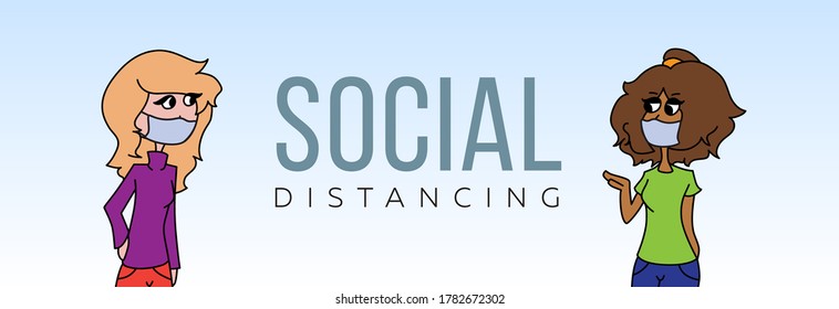 Social distancing concept of people keep distance to prevent from COVID-19 coronavirus disease vector illustration
