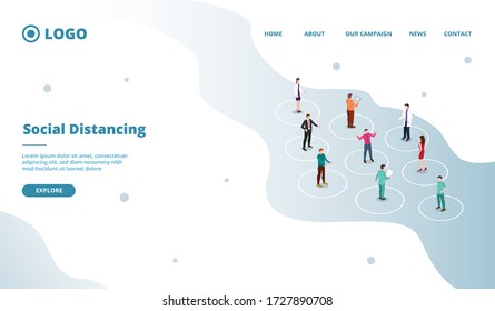 social distancing concept for people safe distance in crowd for website template or landing homepage site