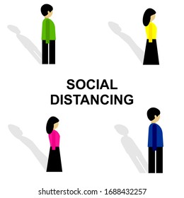 Social distancing concept people standing away to prevent COVID 19. Coronavirus disease vector illustration.