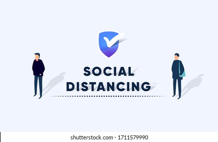 Social distancing concept people standing away to prevent COVID-19 coronavirus disease vector illustration