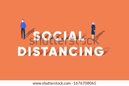 Social distancing concept people standing away to prevent COVID-19 coronavirus disease vector illustration