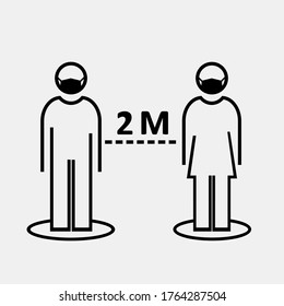 Social distancing concept. Physical distancing. Avoid the crowd.  Illustration Vector