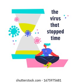 Social distancing concept to prevent COVID-19 coronavirus. Flat cartoon colorful vector illustration. 