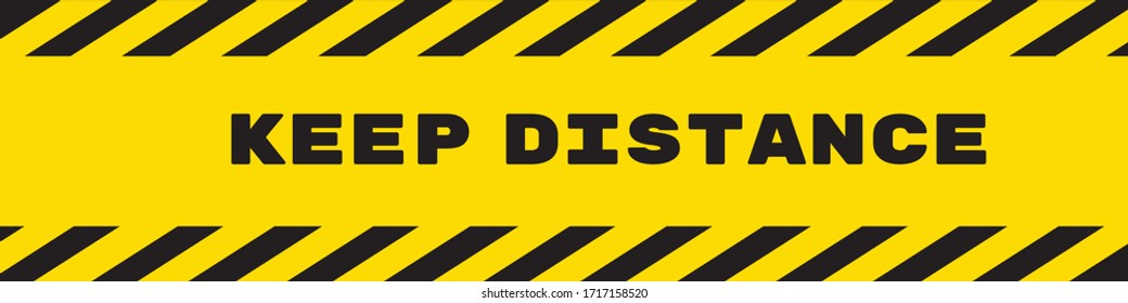 Social distancing concept for preventing coronavirus covid-19 with Wording Please Wait Here on Black tape sign border Yellow background