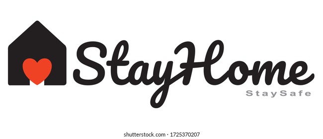 Social distancing concept for preventing coronavirus covid-19 with Wording stay home stay safe with a houses soft color on white background
