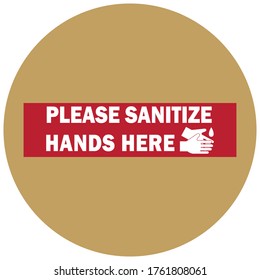 Social distancing concept for preventing coronavirus covid-19 with white wording Please use hands sanitizer thank you on gold circle background