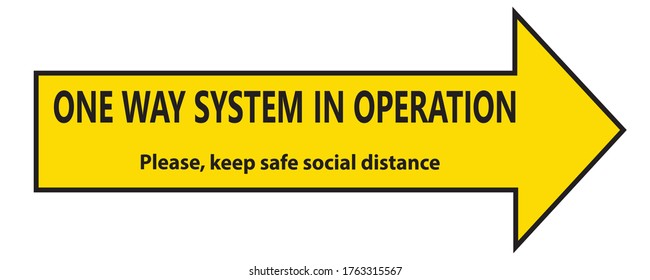 Social distancing concept for preventing coronavirus covid-19 with wording exit this way on the yellow arrow background 