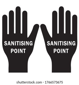 Social distancing concept for preventing coronavirus covid-19 with white wording wash your hands here on black background
