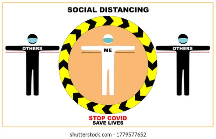 Social distancing concept for preventing coronavirus covid-19 with people keeping a circular healthy distance