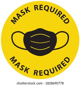 Social distancing concept for preventing coronavirus covid-19 with wording Mask required on circle background. warning or caution sign. 