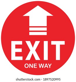 Social distancing concept for preventing coronavirus covid-19 with red exit and one way sign.Vector illustration 