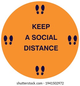 Social distancing concept for preventing coronavirus covid-19 with keep a social distance on orange circle background. Vector Illustration