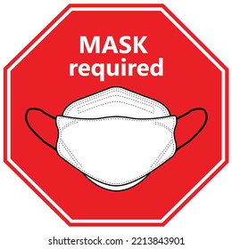 Social distancing concept for preventing coronavirus covid-19 with wording Mask required in white color on red background. warning or caution sign. 