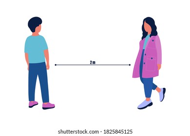 Social distancing concept. Vector illustration in a flat style