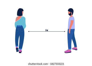 Concepto de distanciamiento social. Ilustración vectorial en un estilo plano