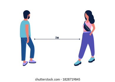 Social distancing concept. Vector illustration in a flat style