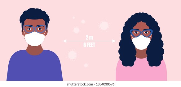 Social distancing concept. Vector illustration in a flat style