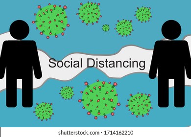 Social Distancing concept with virus. concept of virus precautions