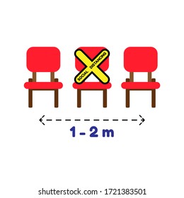 concepto de distanciamiento social , sillas de espera para el distanciamiento social , vector , ilustrador.