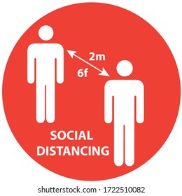 Social distancing concept, Warning sign reminding the importance of keeping the 2 m distance between people to protect from Coronavirus or Covid-19, Vector illustration