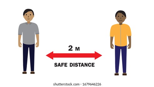 Social distancing from coronavirus. 2 meters safe distance. Virus prevention, protection against infection. Vector stock illustration, banner, poster.