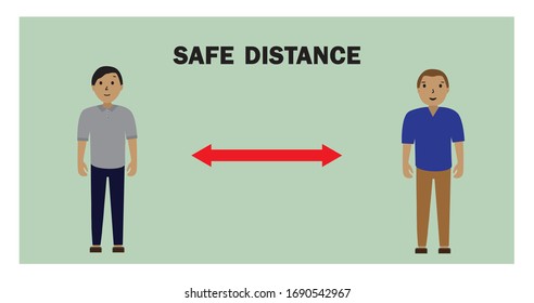 Social distancing from coronavirus. 2 meters safe distance. Virus prevention, protection against infection. Vector stock illustration, banner, poster.