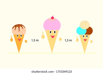 Social distancing and coronavirus covid-19 prevention: maintain a safe distance from others at the Ice cream shop.