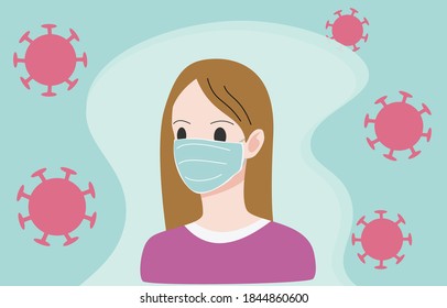 Social distancing and coronavirus covid-19 prevention with wearing mask. corona virus illustration vector