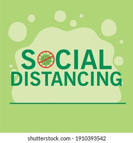 social distancing for covid19 prevention campaign with lettering vector illustration design