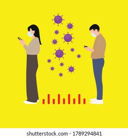 Social distancing design in public space, activities with friends and coronavirus concept