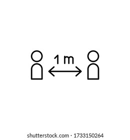 Social distancing. Distance of 1 meter between the people. Keep a safe simple thin line icon vector illustration.
