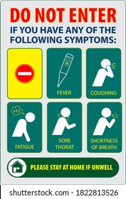 The Social Distancing Or Do Not Enter Office Poster Or Public Health Practices For Covid-19 Or Health And Safety Protocols Or New Normal Lifestyle Concept. Eps 10 Vector, Easy To Modify
