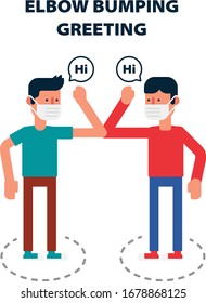 Social distancing, Elbow bumping protect from COVID-19 avoid the spread of coronavirus Instead of greeting with hug or handshake