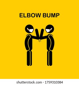 Social distancing elbow bump.People keep distance and avoid physical contact, hand touch to protect from COVID-19 coronavirus spreading concept.New normal icon vector.Sign and symbol Illustration.