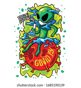 Social distancing example for greeting to avoid spreading corona virus. design vector.
