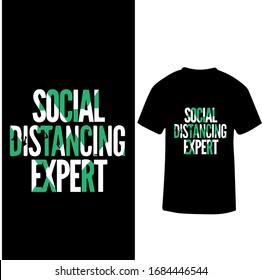 Experto en Distancia Social-Virus Corona Distancia Social pantalones Vector de plantilla de diseño de  T.