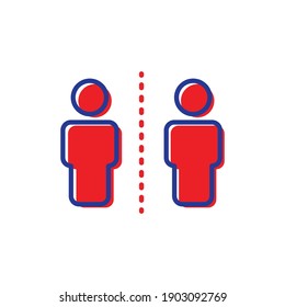 Social distancing flat icon. person icon with distance. simple design editable. Design template vector