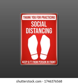Social Distancing Floor Sign, Keep your safe by posting this Notice Required, reminder that everyone needs to comply with new requirements by maintaining a 6 foot distance to protect themselves.