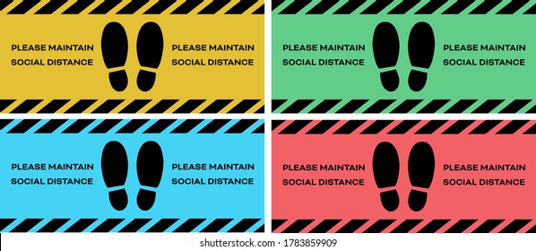 Social Distancing Floor Sign Vector Pack For Retail Business Crowd Control