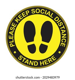 Social Distancing Floor sticker Sign,Social distancing. Shoe Footprint sign. Keep the 2 meter distance apart. Coronavirus epidemic protective.Vector illustration.