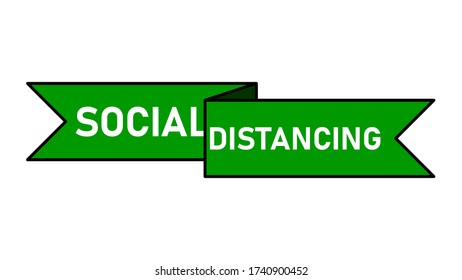 Social Distancing Folded Ribbon Icon. Vector Image.