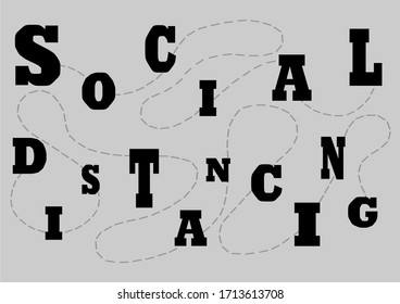 Social Distancing font design as background for website and print . 