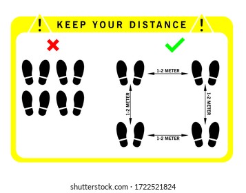Social Distancing Footprint Illustration. keep your distance